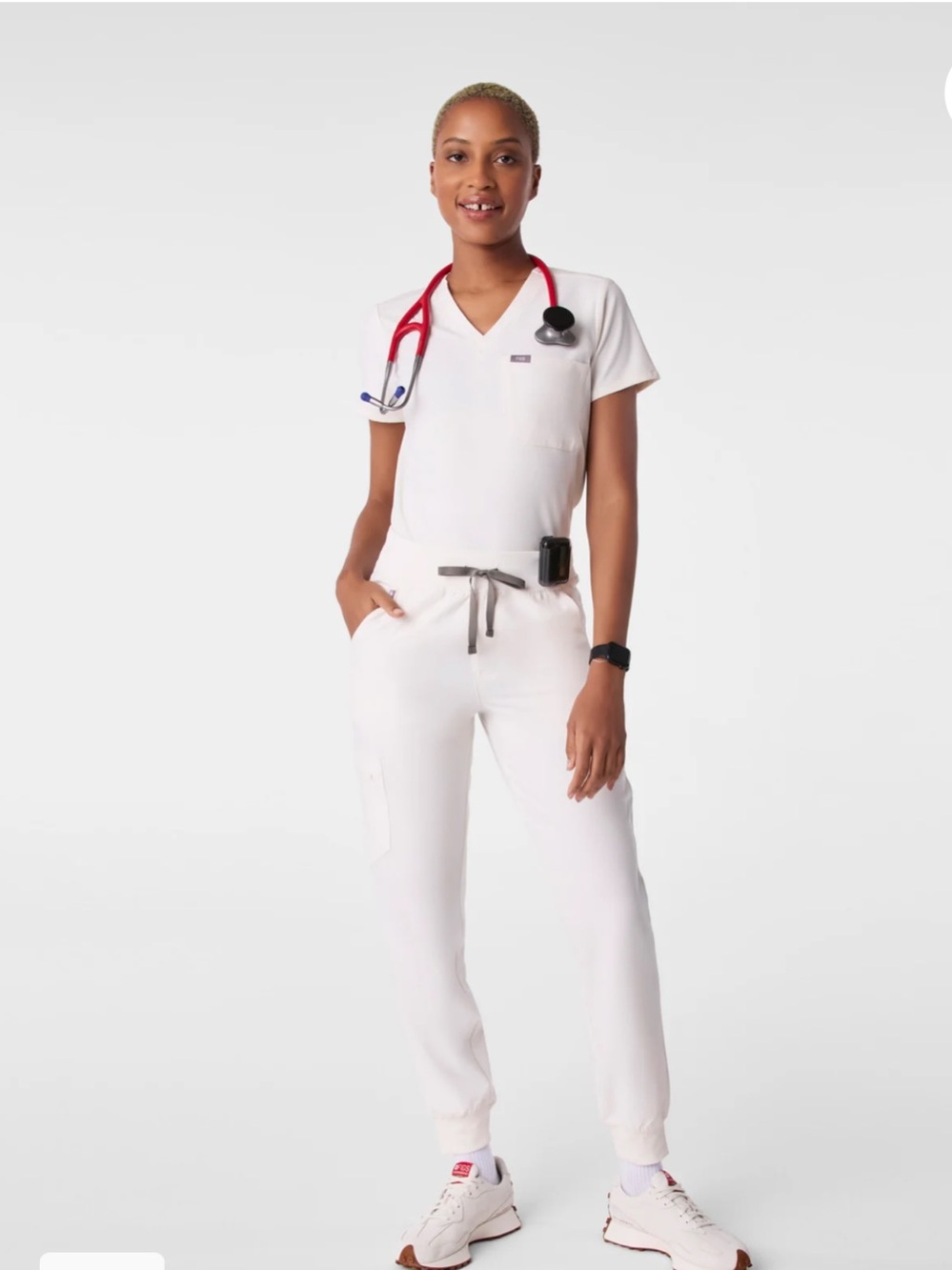 FIGS Zamora Off White Scrub Set Top Size Medium Pants Size Small Tall